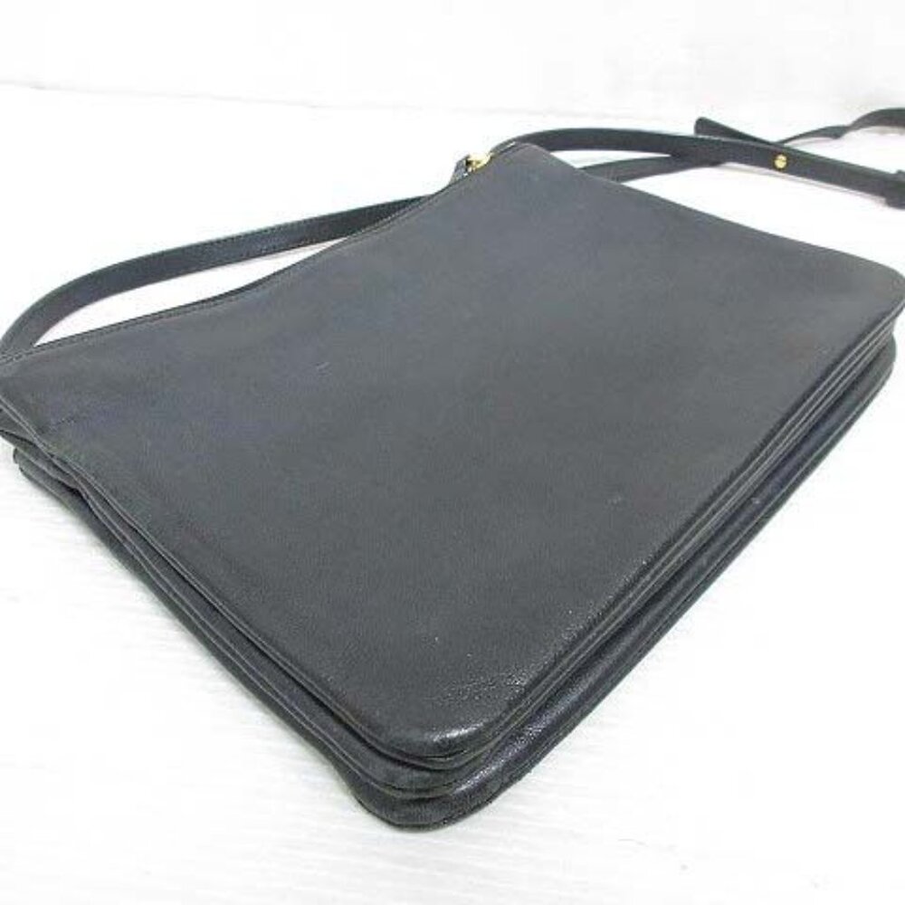 Celine Trio Large Shoulder Bag Leather Crossbody Black Storage with Bag Aa - Picture 3 of 9